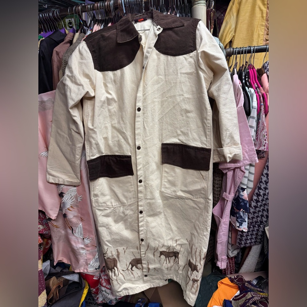 331 // Vintage DION Cotton Canvas & Corduroy Duster Western Coat // S